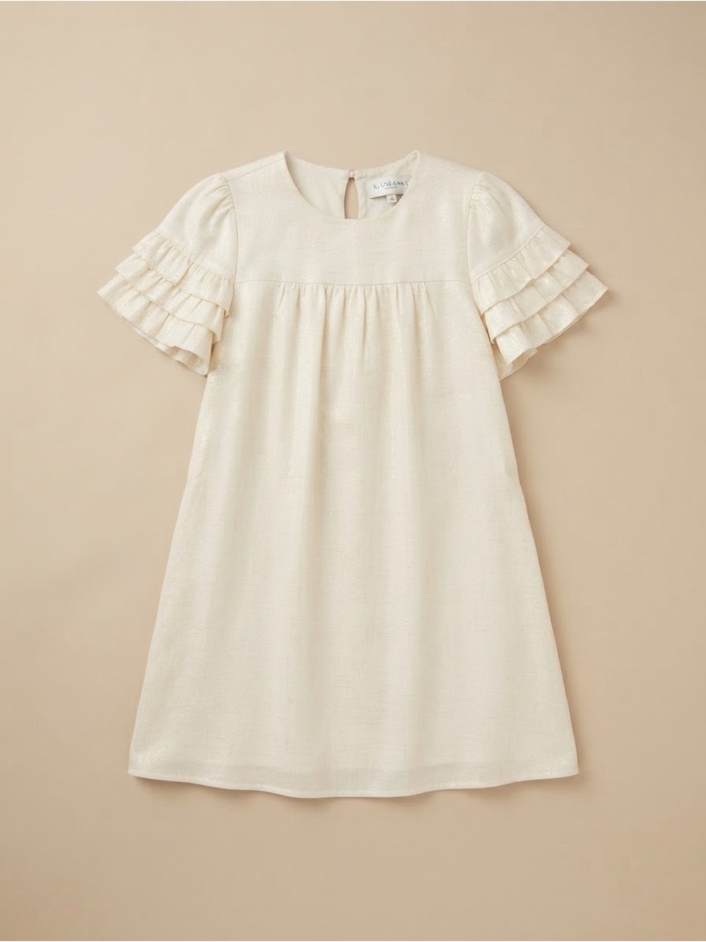 Luminary Fine Collection Metallic Ivory Lined Dress